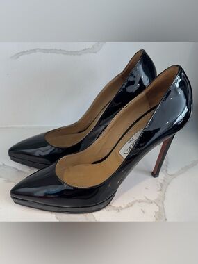 Malraux Paris Italy platform patent leather stiletto black heel party wedding 40